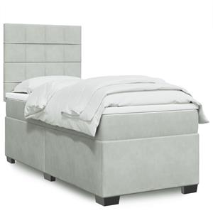 VidaXL Boxspring met matras fluweel lichtgrijs 90x190 cm