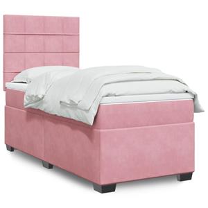 VidaXL Boxspring met matras fluweel roze 90x190 cm