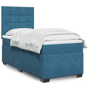 VidaXL Boxspring met matras fluweel blauw 100x200 cm