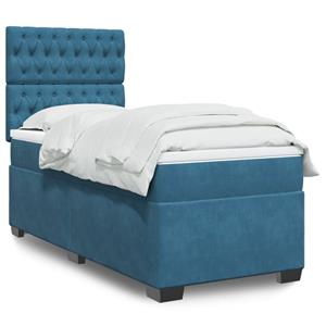 VidaXL Boxspring met matras fluweel blauw 100x200 cm