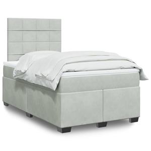 VidaXL Boxspring met matras fluweel lichtgrijs 120x190 cm