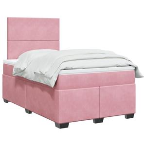 VidaXL Boxspring met matras fluweel roze 120x200 cm