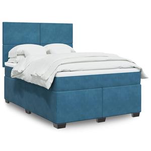 VidaXL Boxspring met matras fluweel blauw 140x190 cm