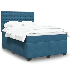 VidaXL Boxspring met matras fluweel blauw 140x190 cm