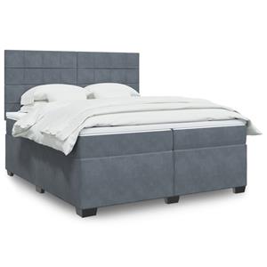 VidaXL Boxspring met matras fluweel donkergrijs 200x200 cm