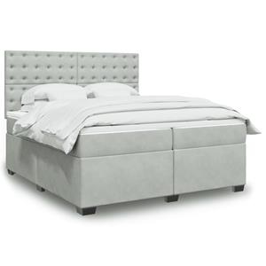 VidaXL Boxspring met matras fluweel lichtgrijs 200x200 cm