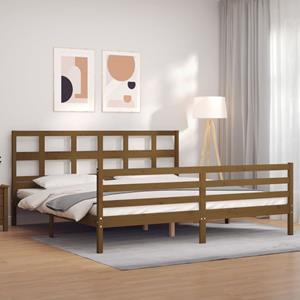 VidaXL Bedframe met hoofdbord massief hout honingbruin 200x200 cm