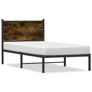 VidaXL Bedframe met hoofdbord metaal gerookt eikenkleurig 75x190 cm