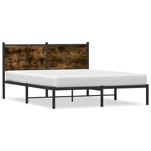 VidaXL Bedframe met hoofdbord metaal gerookt eikenkleurig 140x190 cm