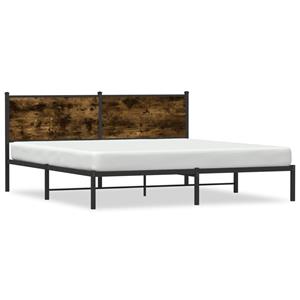 VidaXL Bedframe met hoofdbord metaal gerookt eikenkleurig 160x200 cm