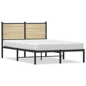 VidaXL Bedframe met hoofdbord metaal sonoma eikenkleurig 120x190 cm