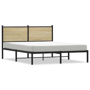 VidaXL Bedframe met hoofdbord metaal sonoma eikenkleurig 140x190 cm