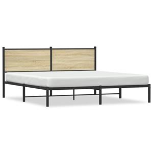 VidaXL Bedframe met hoofdbord metaal sonoma eikenkleurig 160x200 cm