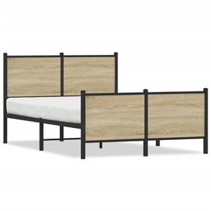 VidaXL Bedframe hoofd- en voeteneinde metaal sonoma eiken 120x190 cm