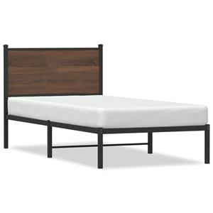 VidaXL Bedframe met hoofdbord metaal bruin eikenkleurig 80x200 cm