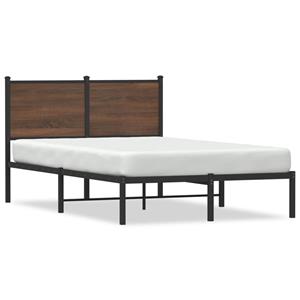 VidaXL Bedframe met hoofdbord metaal bruin eikenkleurig 120x190 cm