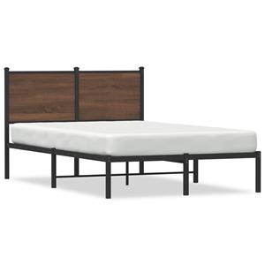 VidaXL Bedframe met hoofdbord metaal bruin eikenkleurig 120x200 cm