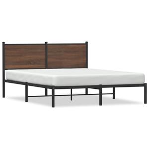 VidaXL Bedframe met hoofdbord metaal bruin eikenkleurig 140x190 cm