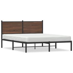 VidaXL Bedframe met hoofdbord metaal bruin eikenkleurig 140x200 cm