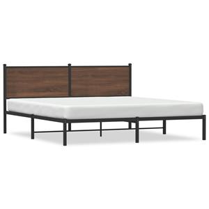 VidaXL Bedframe met hoofdbord metaal bruin eikenkleurig 160x200 cm