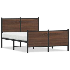 VidaXL Bedframe hoofd- en voeteneinde metaal bruin eiken 120x190 cm