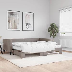 VidaXL Slaapbank met onderschuifbed en matrassen 90x200 cm stof taupe