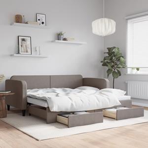 VidaXL Slaapbank met onderschuifbed en lades 90x200 cm stof taupe