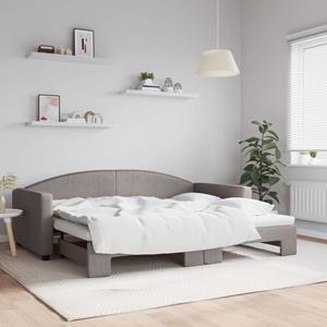 VidaXL Slaapbank met onderschuifbed 90x200 cm stof taupe