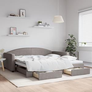 VidaXL Slaapbank met onderschuifbed en lades 100x200 cm stof taupe