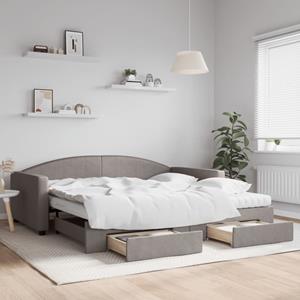 VidaXL Slaapbank met onderschuifbed en lades 100x200 cm stof taupe