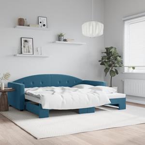 VidaXL Slaapbank met onderschuifbed 90x200 cm fluweel blauw