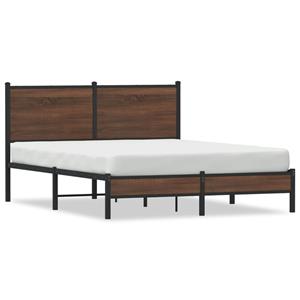 VidaXL Bedframe met hoofdbord metaal bruin eikenkleurig 140x190 cm