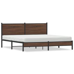 VidaXL Bedframe met hoofdbord metaal bruin eikenkleurig 160x200 cm