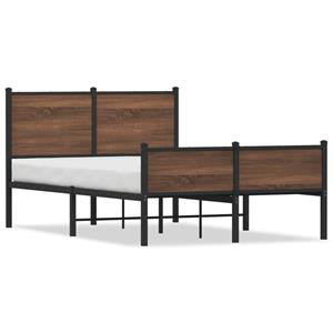 VidaXL Bedframe hoofd- en voeteneinde metaal bruin eiken 120x190 cm