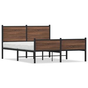 VidaXL Bedframe hoofd- en voeteneinde metaal bruin eiken 140x190 cm