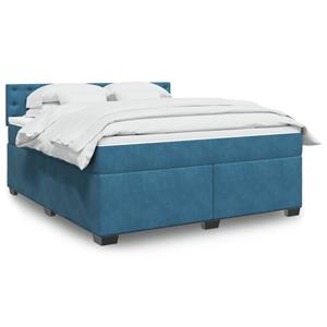 VidaXL Boxspring met matras fluweel blauw 180x200 cm