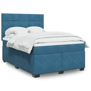 VidaXL Boxspring met matras fluweel blauw 140x190 cm