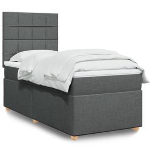 VidaXL Boxspring met matras stof donkergrijs 90x190 cm