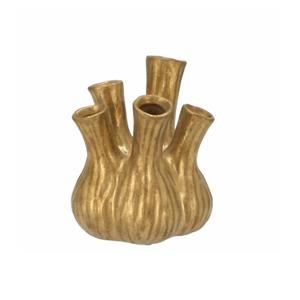 DK Design Bloemenvaas Aglio - tulpenvaas - goud mat - D13 x H16 cm -