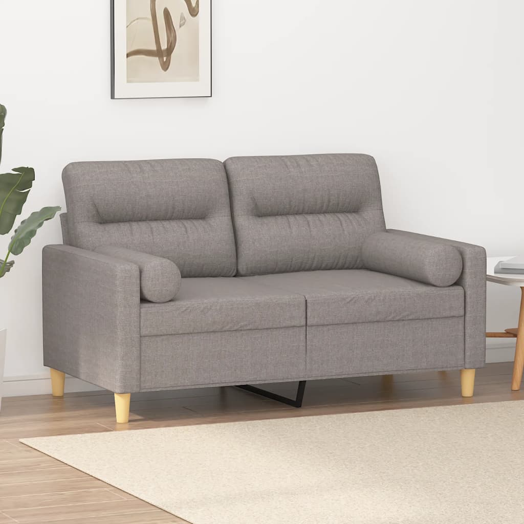 VidaXL Tweezitsbank met sierkussens 120 cm stof taupe