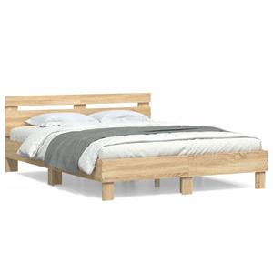 VidaXL Bedframe met hoofdeinde bewerkt hout sonoma eiken 140x190 cm