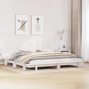 VidaXL Bedframe massief grenenhout wit 200x200 cm