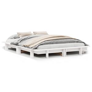 VidaXL Bedframe massief grenenhout wit 150x200 cm