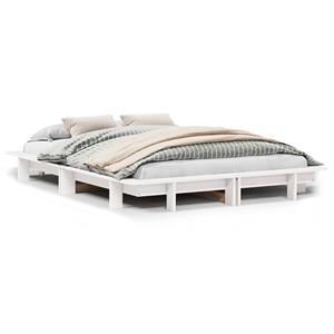 VidaXL Bedframe massief grenenhout wit 140x190 cm