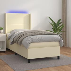 VidaXL Boxspring met matras en LED kunstleer crèmekleurig 80x200 cm