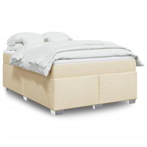 VidaXL Boxspring met matras stof crèmekleurig 140x190 cm