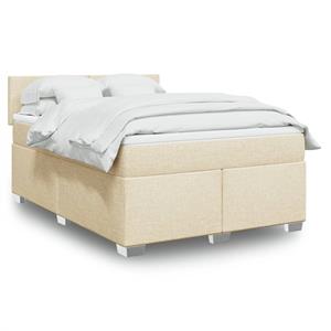 VidaXL Boxspring met matras stof crèmekleurig 140x190 cm