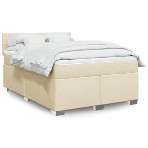 VidaXL Boxspring met matras stof crèmekleurig 140x190 cm