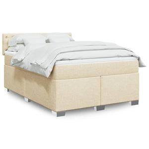 VidaXL Boxspring met matras stof crèmekleurig 140x190 cm