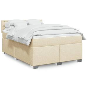 VidaXL Boxspring met matras stof crèmekleurig 140x190 cm